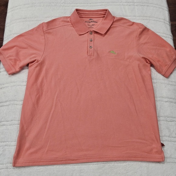 Tommy Bahama Polo Shirt Men's Salmon Coral Colored Cotton Blend Polo Size L - Picture 3 of 7
